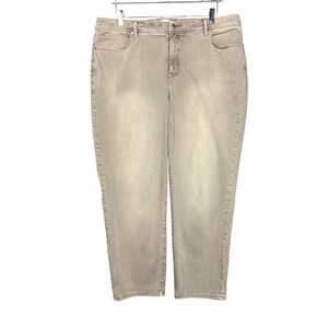 Chicos Jeans Womens 3 16 Crop Tan So Slimming Panel Cotton Blend High Rise‎